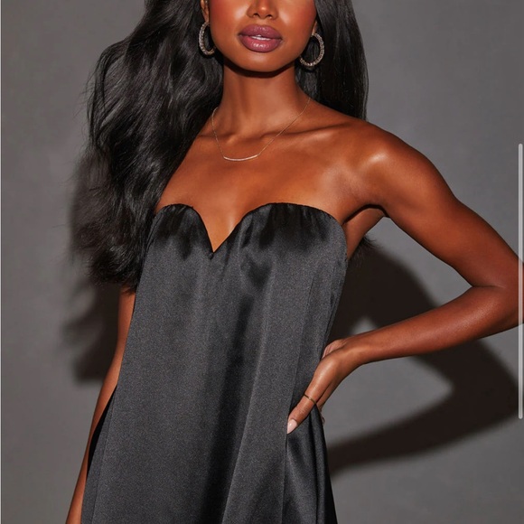 Evangeline Strapless Satin Mini Dress - Picture 2 of 5